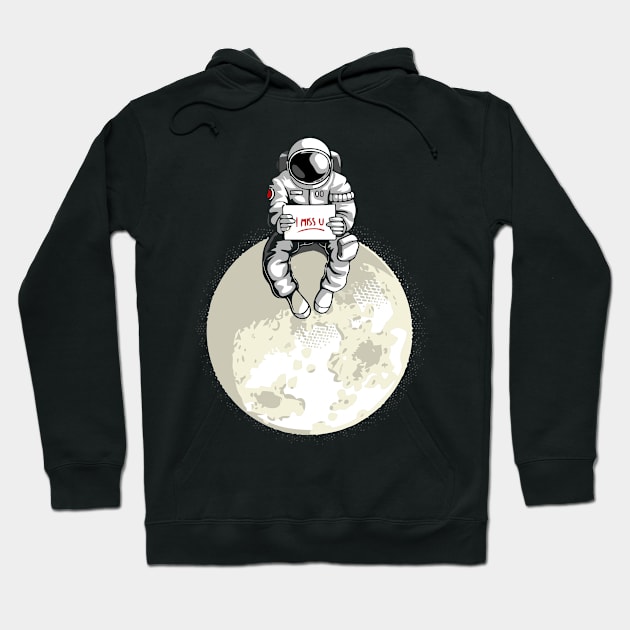 Astronaut Sitting at Moon Hoodie by Space-T
